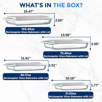 High Borosilicate Glass Bakeware Set - SL4PBK22