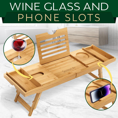 Bamboo Bathtub Caddy Set - SLBCAD502GB