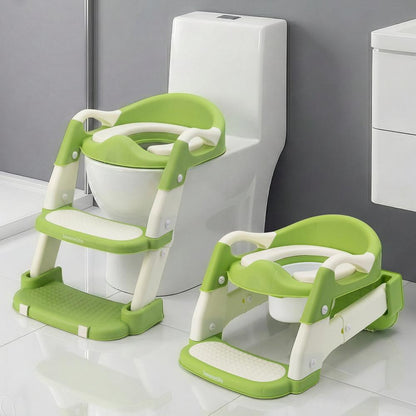 Serenelife Toddler Potty Seat With Ladder – Lightweight Portable 2-In-1 Toilet Trainer With Adjustable Step Ladder Removable Bowl Splash Guard Reward Chart And Toilet Cover – Comfortable And Safe For Easy Potty Training (Green)
