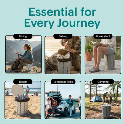 Portable Non-Slip Camping Toilet – Adjustable Height Foldable Travel Potty With Lid Strap And Carry Bag For Car Camping Outdoor Use (Gray)