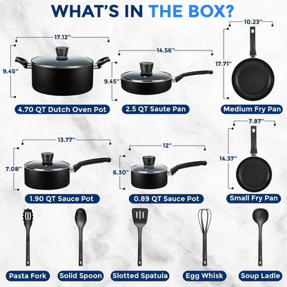 Home Kitchen Cookware Set - SLCW15BLK