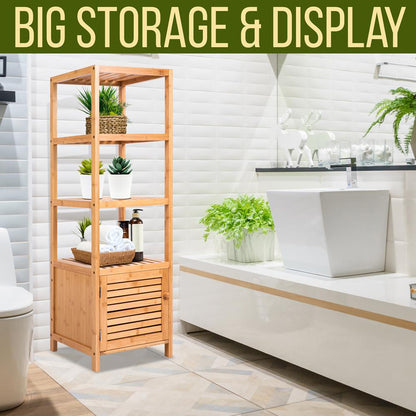 5 Tier Bamboo Storage Cabinet Shelf - SLHFTR40