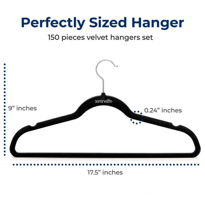 VELVET SUIT HANGERSBLACKPACK OF 150 - SLHVEL1150