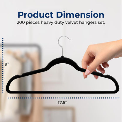 VELVET SUIT HANGERSBLACKPACK OF 200 - SLHVEL200