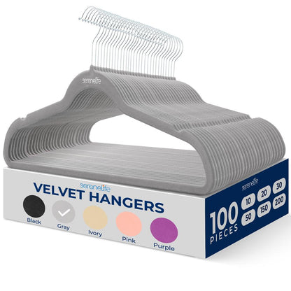 Non-Slip Velvet Hangers - SLHVELGRY100