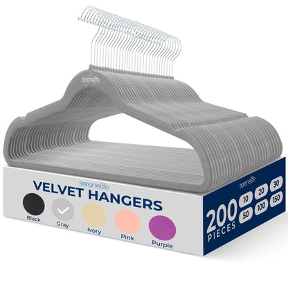 Non-Slip Velvet Hangers - SLHVELGRY200
