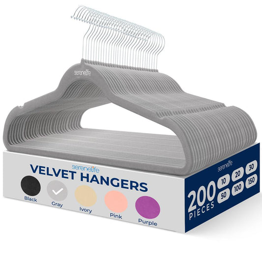 Non-Slip Velvet Hangers - SLHVELGRY200