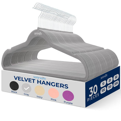 Non-Slip Velvet Hangers - SLHVELGRY30