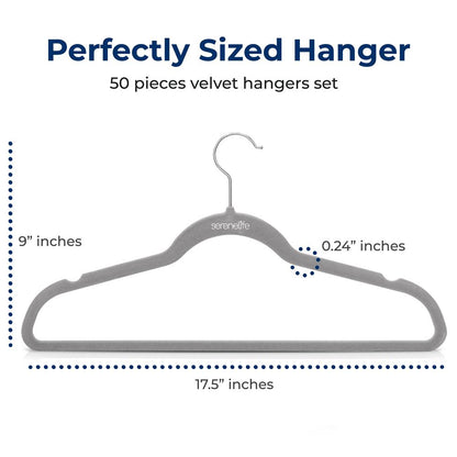 Non-Slip Velvet Hangers - SLHVELGRY50