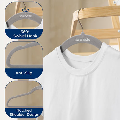 Non-Slip Velvet Hangers - SLHVELGRY50