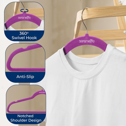 Non-Slip Velvet Hangers - SLHVELPURP100