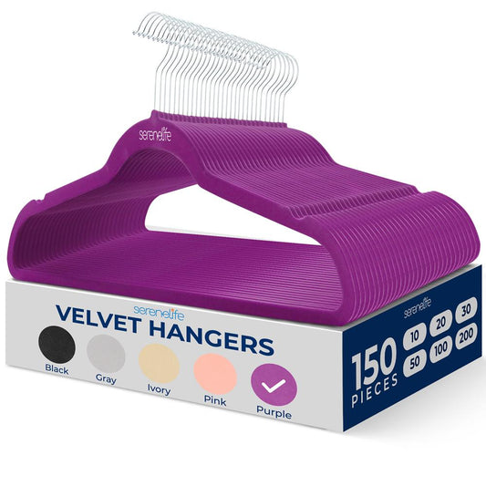Non-Slip Velvet Hangers - SLHVELPURP150