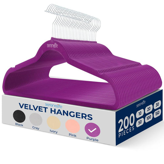 Non-Slip Velvet Hangers - SLHVELPURP200