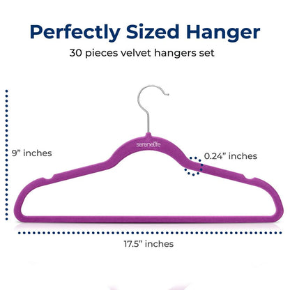 Non-Slip Velvet Hangers - SLHVELPURP30