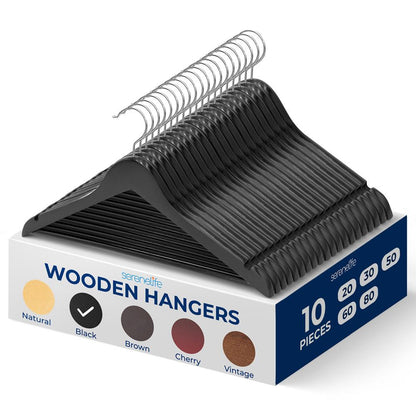 Non-Slip Wooden Hangers - SLHWDBLK10