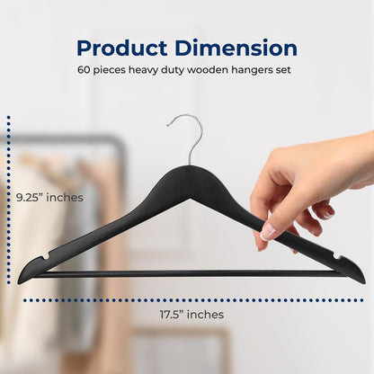 Non-Slip Wooden Hangers - SLHWDBLK60