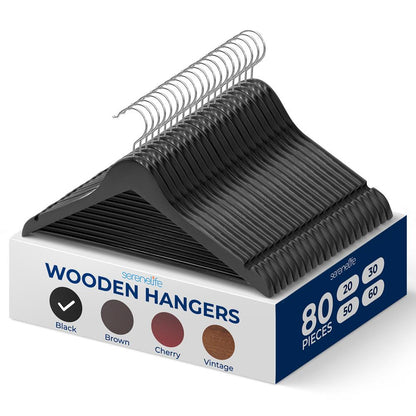 Non-Slip Wooden Hangers - SLHWDBLK80