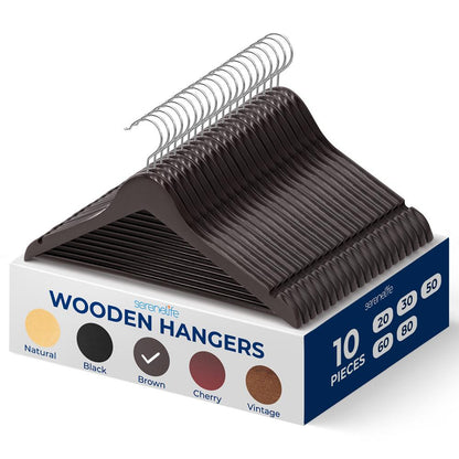 Non-Slip Wooden Hangers - SLHWDBRWN10