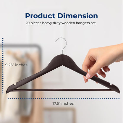 Non-Slip Wooden Hangers - SLHWDBRWN20