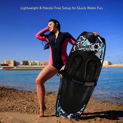 Water Sport Kneeboard with Hook - Black/Blue