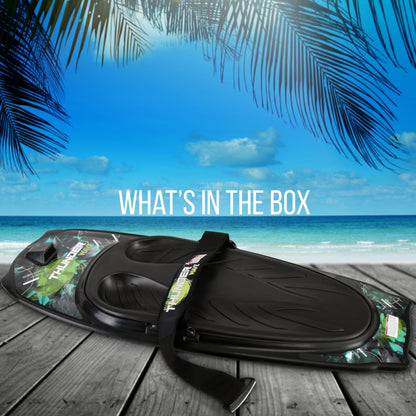 Water Sport Kneeboard with Hook - Black/Green