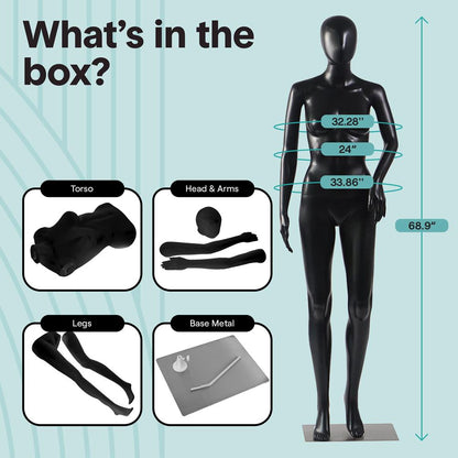 Female Torso Dress Form Mannequin - SLMAQFEBK