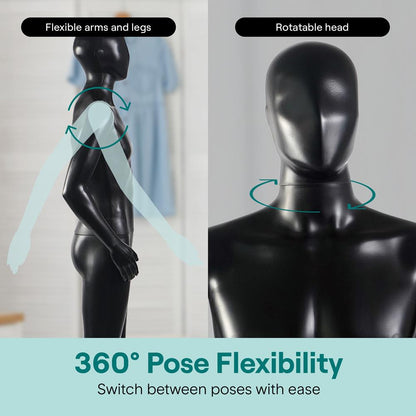 Male Torso Dress Form Mannequin - SLMAQMLBLK