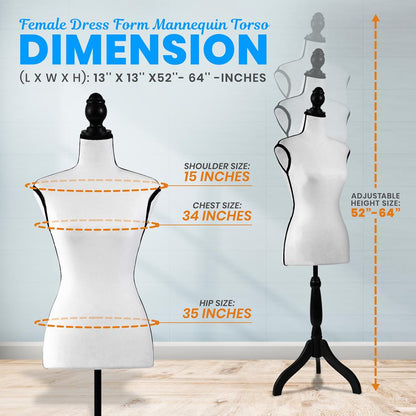 Female Dress Form Mannequin - SLMAQTPWH44