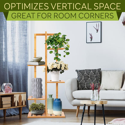 5 Tier Bamboo Plant Rack - SLPLTRK72