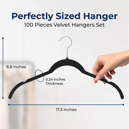 100-Piece Velvet Hangers - SLSHBK100