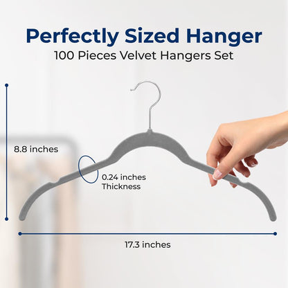 100-Piece Velvet Hangers - SLSHGR100