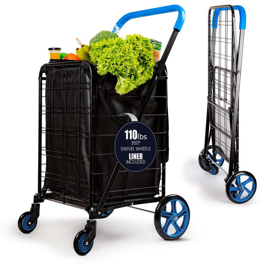 Foldable Shopping Cart With Cart Liner - SLSPCART50