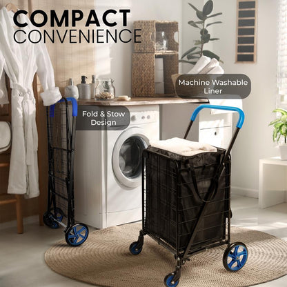 Foldable Shopping Cart With Cart Liner - SLSPCART50