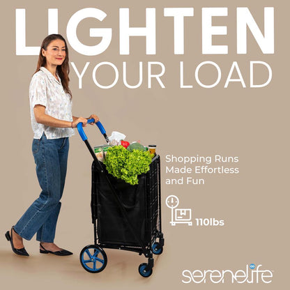 Foldable Shopping Cart With Cart Liner - SLSPCART50