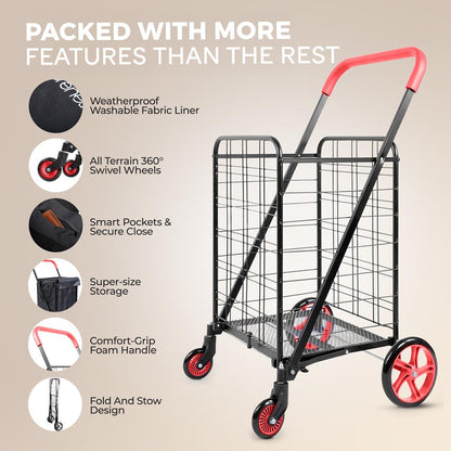 Foldable Shopping Cart with Cart Liner - SLSPCART70