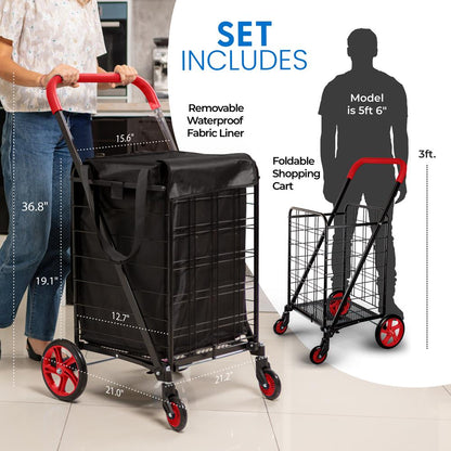 Small Foldable Shopping Cart with Cart L - SLSPCART75
