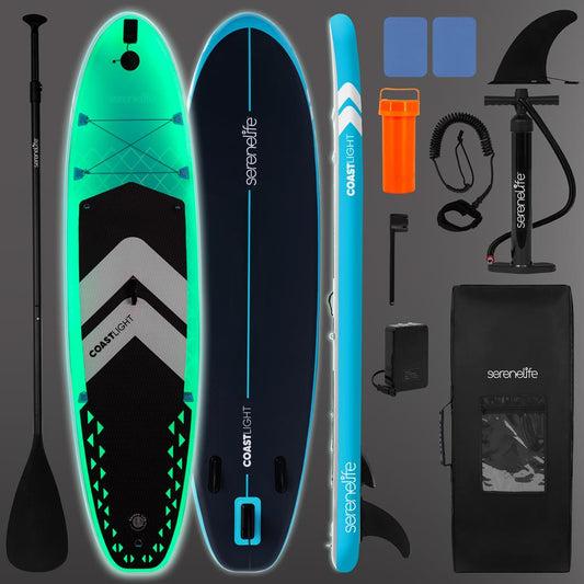 Serenelife paddleboard with accessories on a gray background
