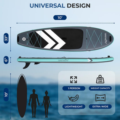 10' Inflatable Paddle Board Kit with Non-Slip Deck, Paddle, Pump & Backpack - Grey