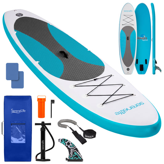 10' Inflatable Paddle Board with Non-Slip Deck, Paddle, Pump & Backpack - Marine Blue