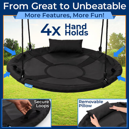 40" Saucer Swing with Pillow and Handles - SLSWNG901BK