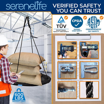 40" Saucer Swing with Pillow and Handles - SLSWNG901BK