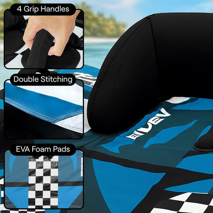 2 Person Inflatable Towable Tube for Boating with Backrest & Secure Grip Handles
