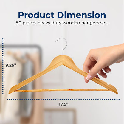 WOODEN HANGERNATURALPACK OF 50 - SLWDD50