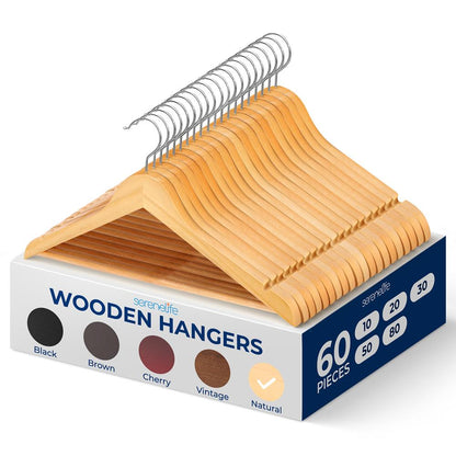 WOODEN HANGERNATURALPACK OF 60 - SLWDD61
