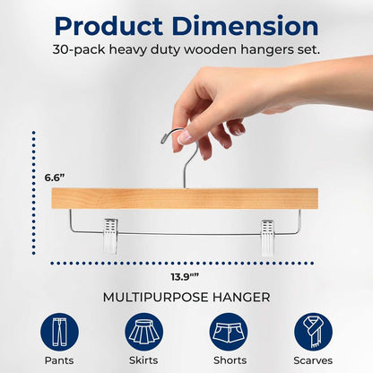 Wooden Pants Hangers - SLWPNW30