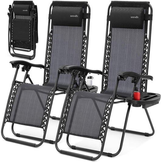 Adjustable Zero Gravity Chair Set - SLZGHBLK55.5