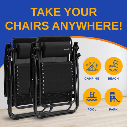 Adjustable Zero Gravity Chair Set - SLZGHBLK55.5