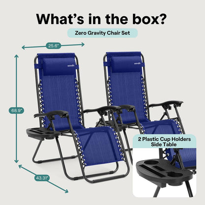 Adjustable Zero Gravity Chair Set - SLZGHBLU29