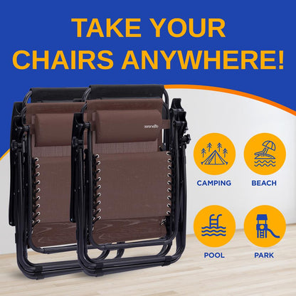 Adjustable Zero Gravity Chair Set - SLZGHBRW22.5