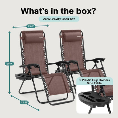 Adjustable Zero Gravity Chair Set - SLZGHBRW22